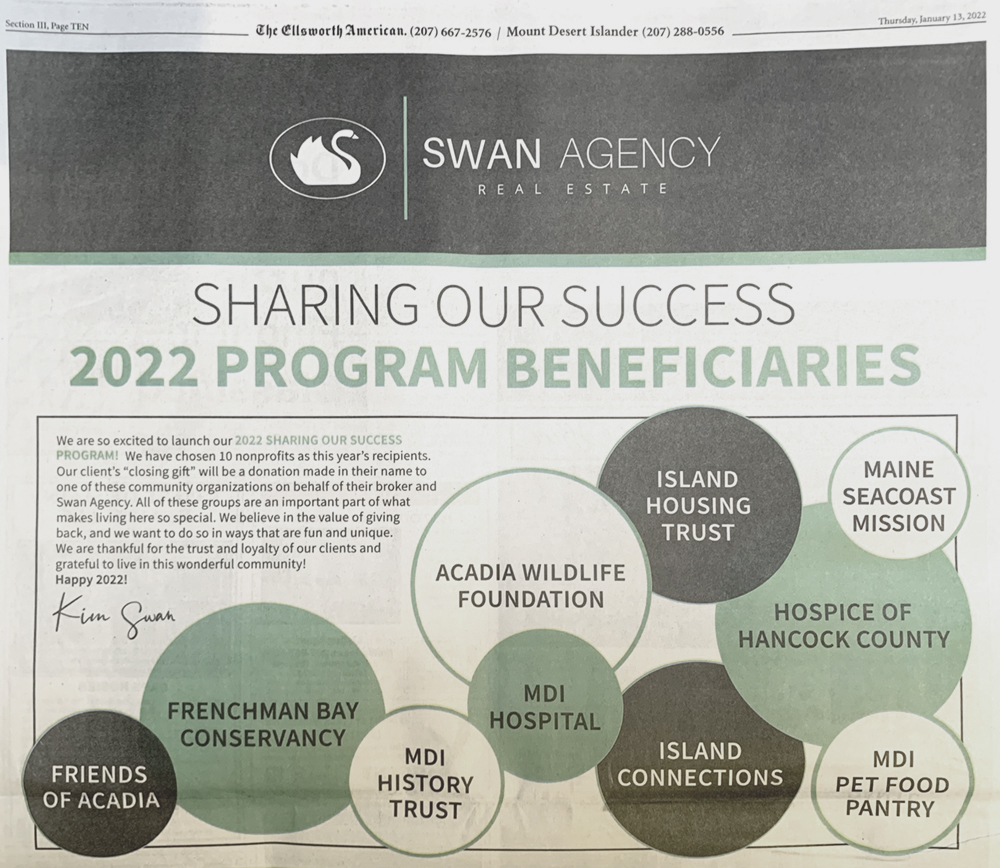 Swan Agency ad in Ellsworth American