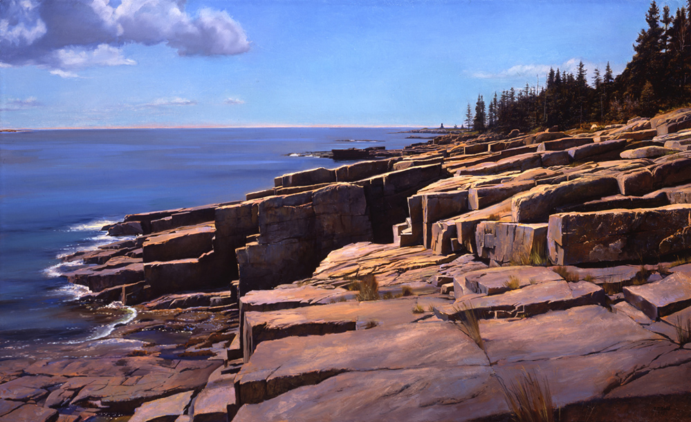 Joel Babb, Schoodic Peninsula, 2008, oil on linen, 27 by 45 inches, collection Tom and Mary Bigos.