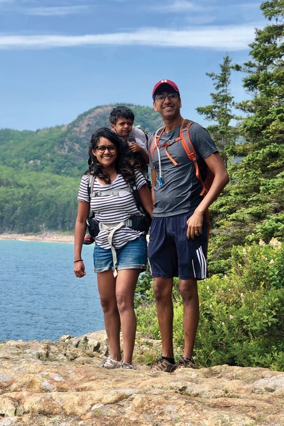 Family of three in Acadia National Park